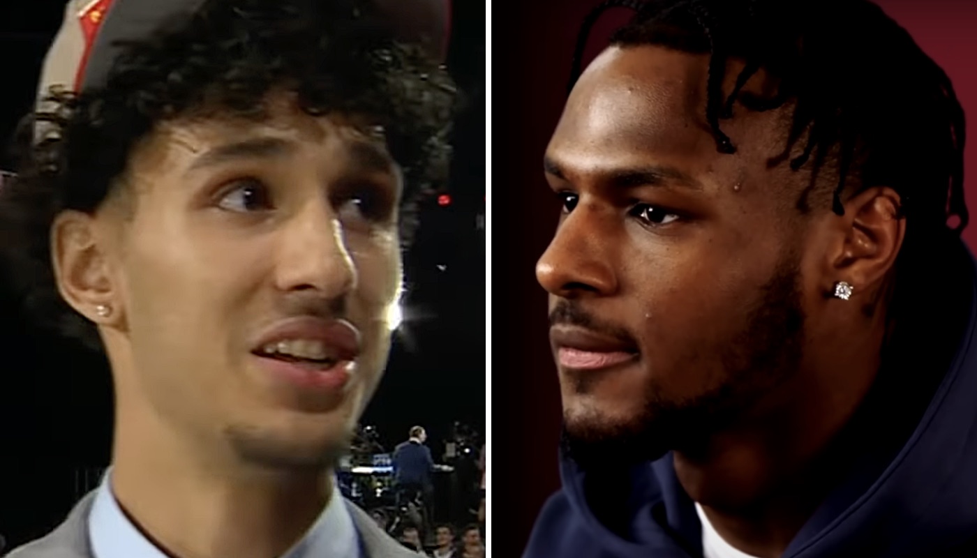 Les rookies NBA Zaccharie Risacher (gauche) et Bronny James (droite)