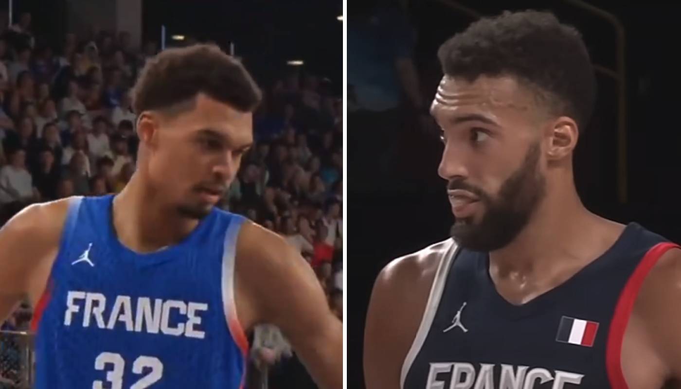 Victor Wembanyama et Rudy Gobert avec les Bleus