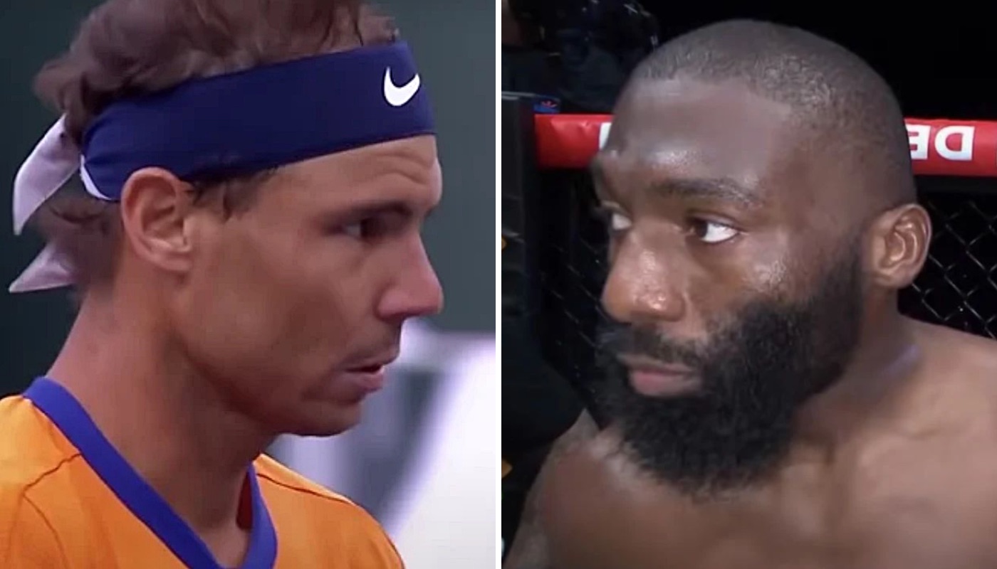 Le tennisman espagnol Rafael Nadal (gauche) et le combattant français du PFL Cédric Doumbé (droite)