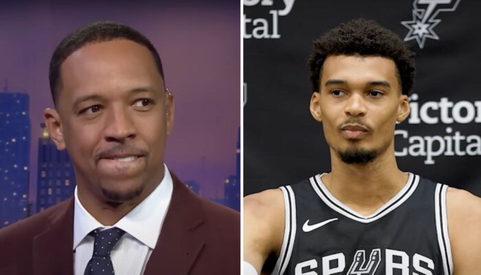 Channing Frye, ancien des Cavaliers avec LEBron James, et Victor Wembanyama des Spurs