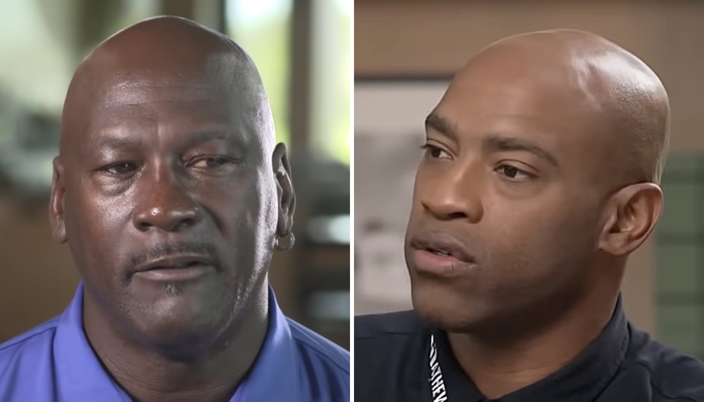 Les légendes NBA Michael Jordan (gauche) et Vince Carter (droite)