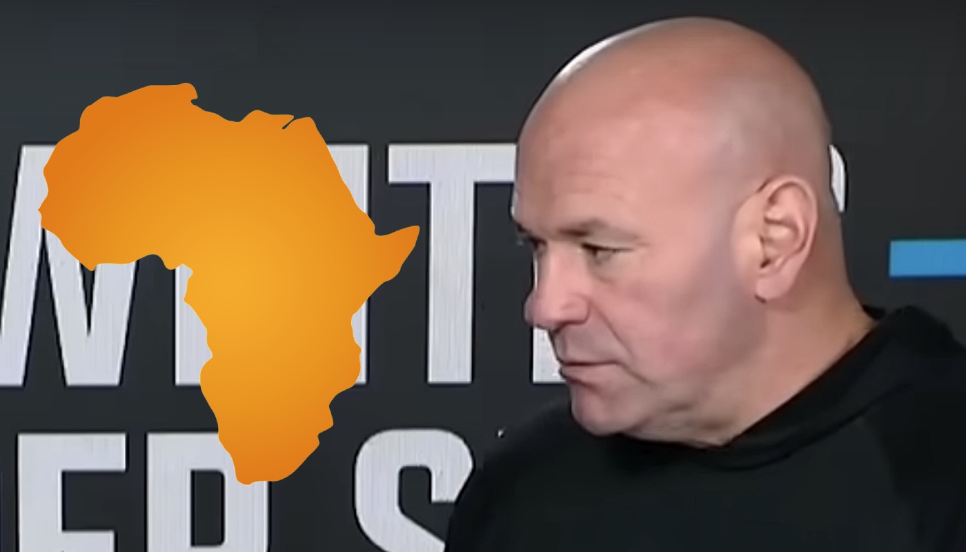 Le président de l'UFC Dana White, ici accompagné d'une représentation du continent africain