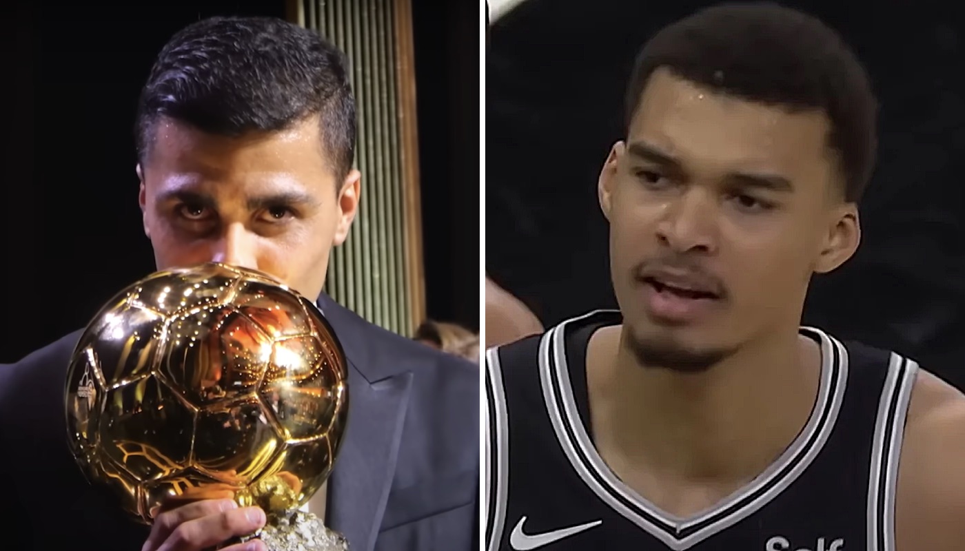 Le footballeur espagnol et nouveau Ballon d'Or Rodri (gauche) et le joueur NBA français Victor Wembanyama