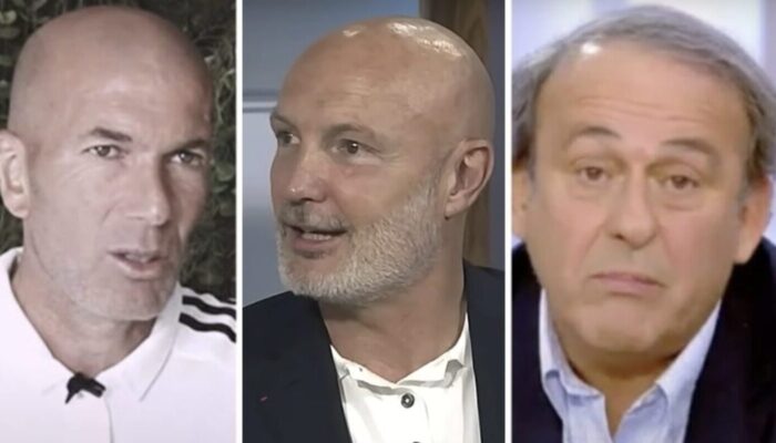 Michel Platini, Frank Leboeuf et Zinédine Zidane