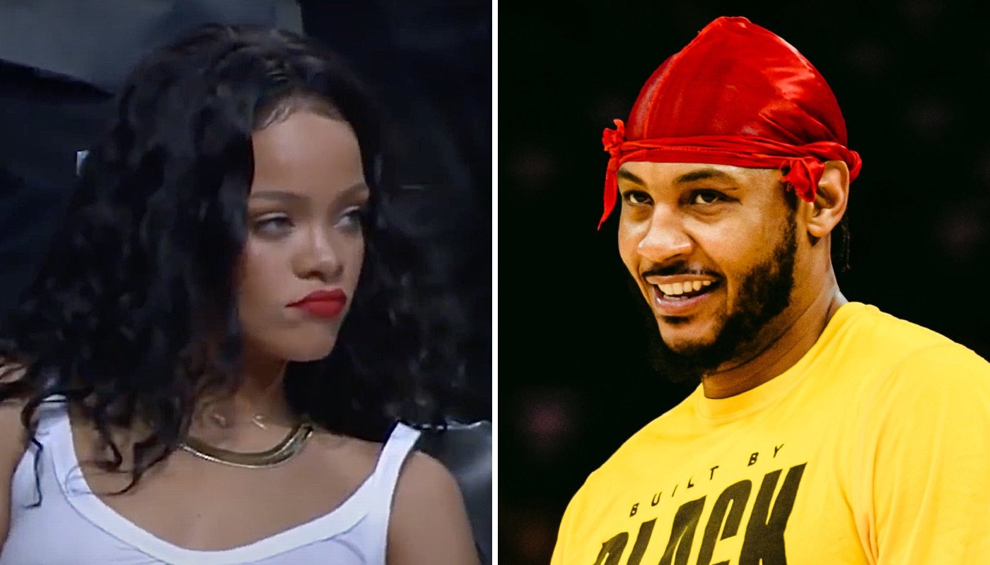 Famous artist Rihanna (left) and former NBA star Carmelo Anthony (right)