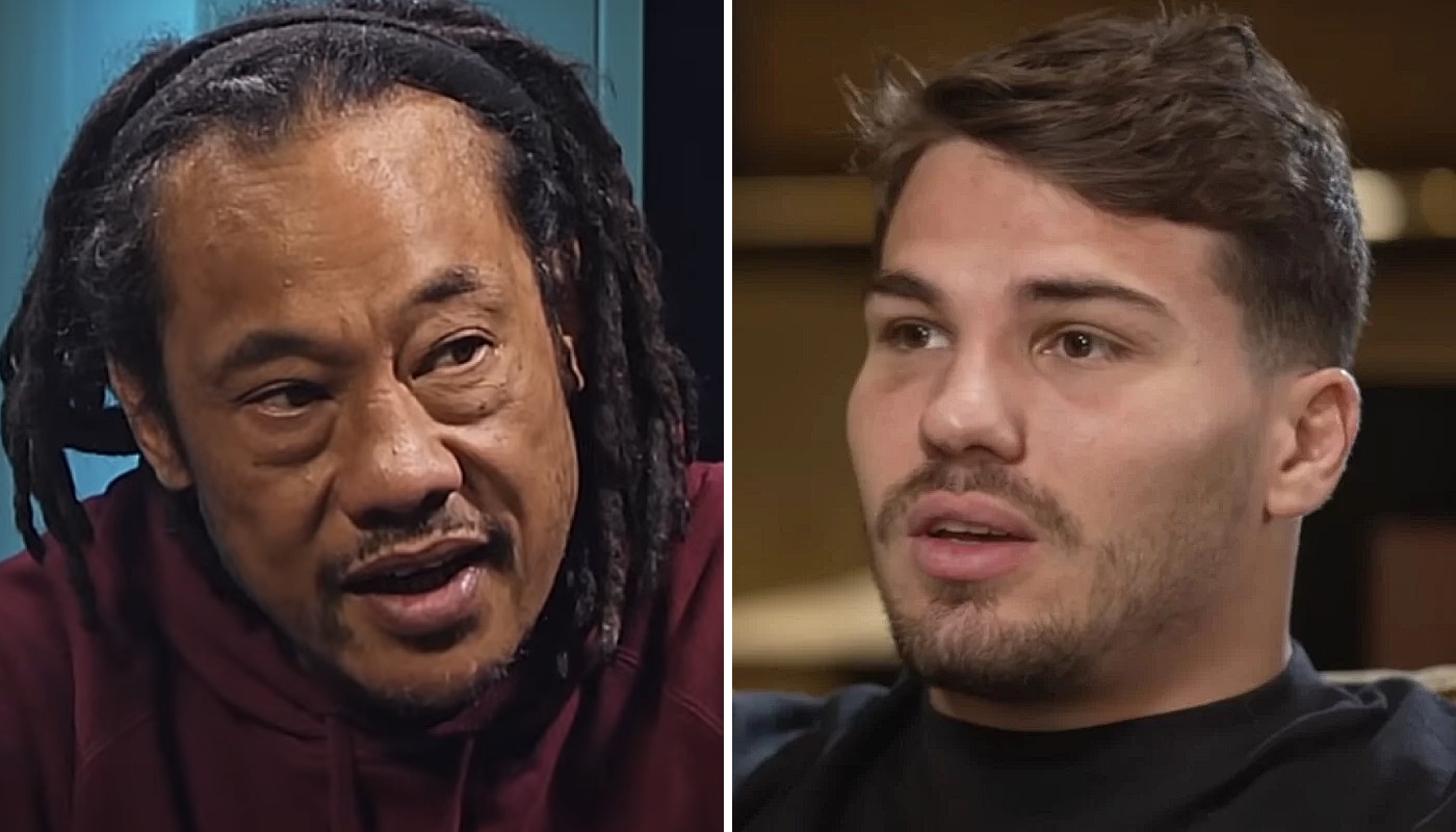 Les stars du rugby Tana Umaga (gauche) et Antoine Dupont (droite)