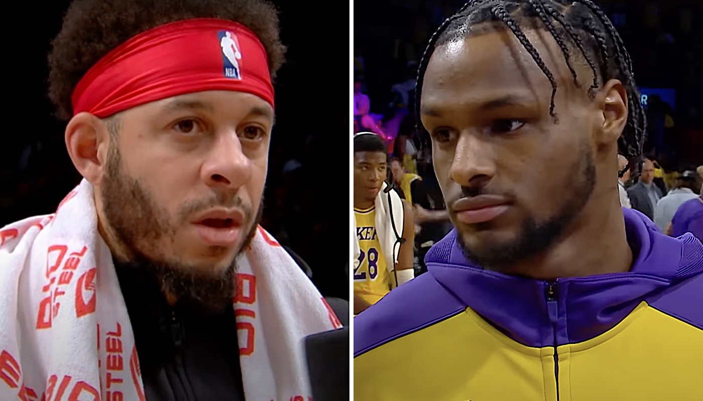 Les joueurs NBA Seth Curry (gauche) et Bronny James (droite)