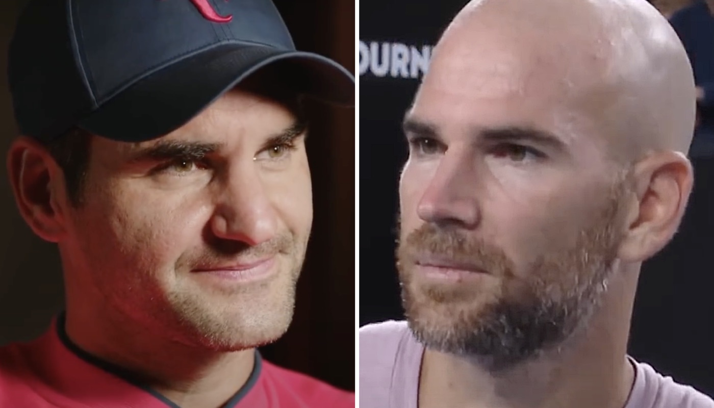 Les tennismen Roger Federer (gauche) et Adrian Mannarino (droite)