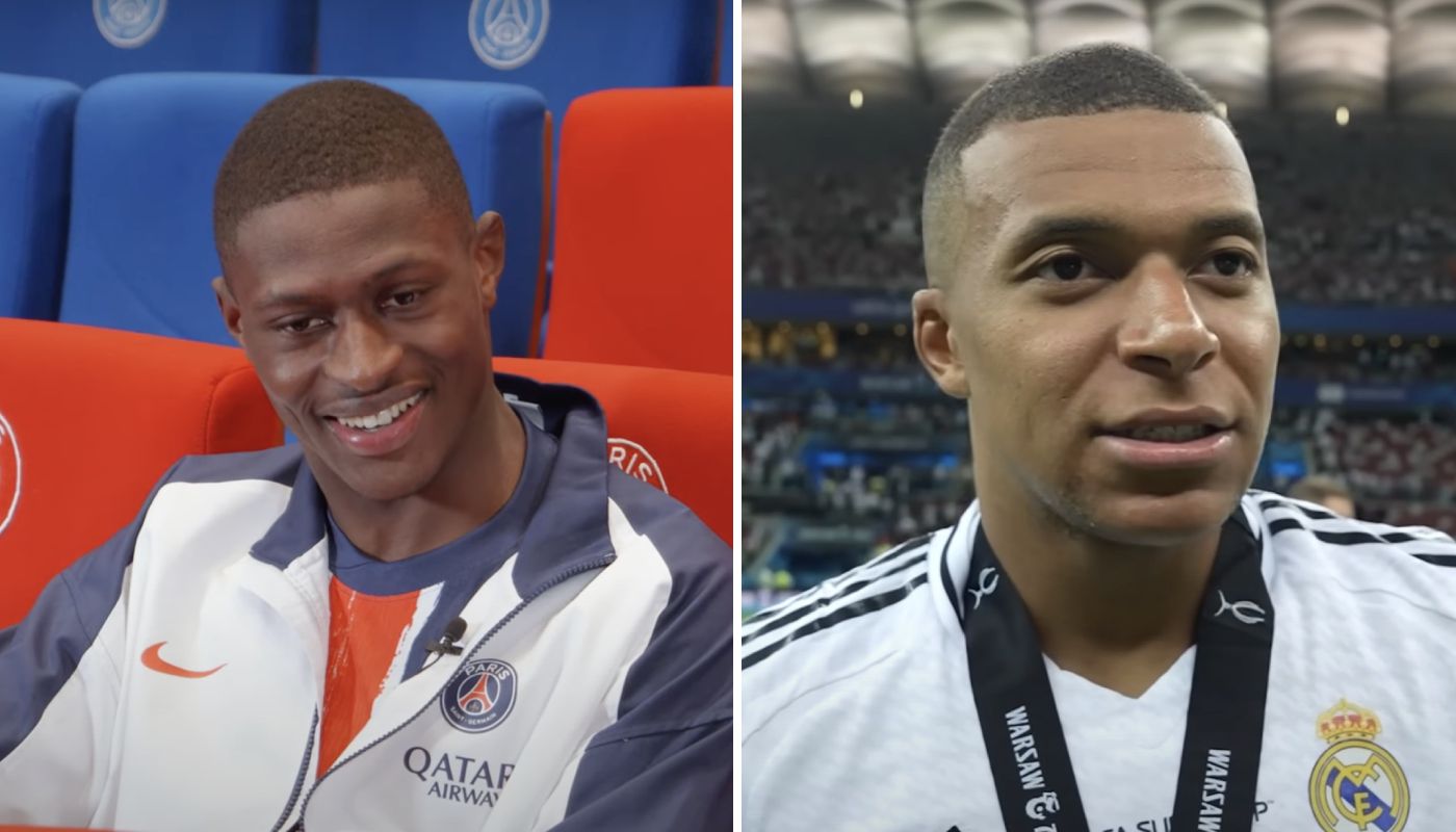 Nuno Mendes du PSG et Kylian mbappé du Real