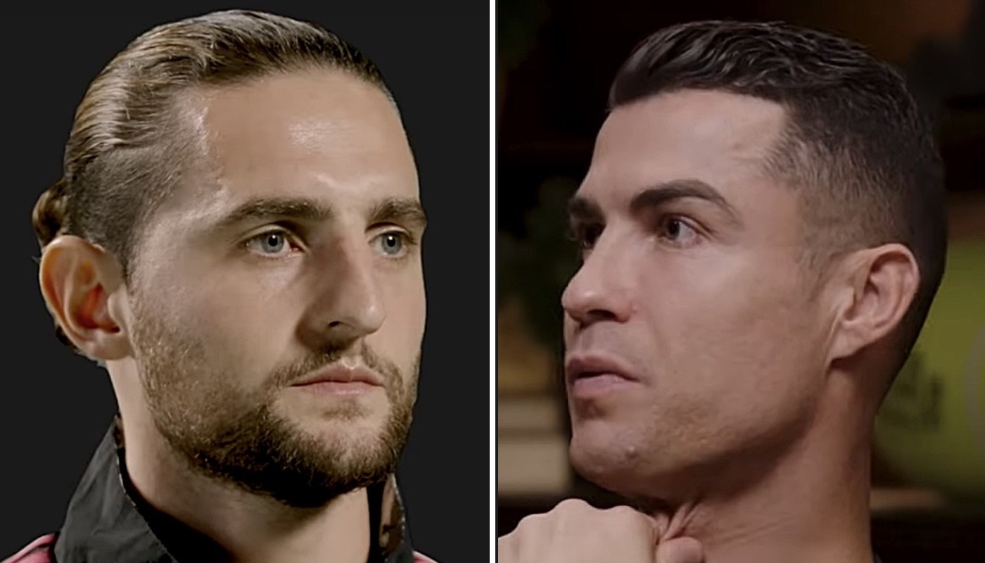 Les footballeurs Adrien Rabiot (gauche) et Cristiano Ronaldo (droite)
