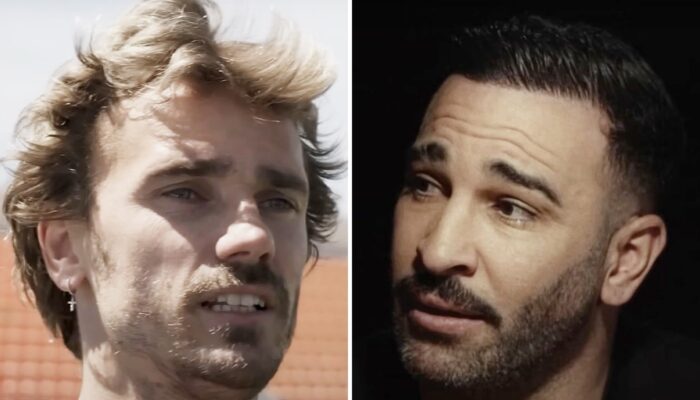 Les footballeurs français Antoine Griezmann (gauche) et Adil Rami (droite)