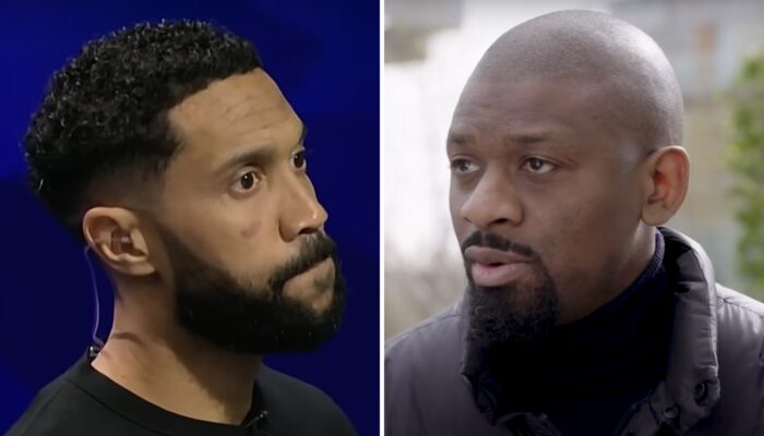 Les anciens footballeurs français Gaël Clichy (gauche) et Abou Diaby (droite)
