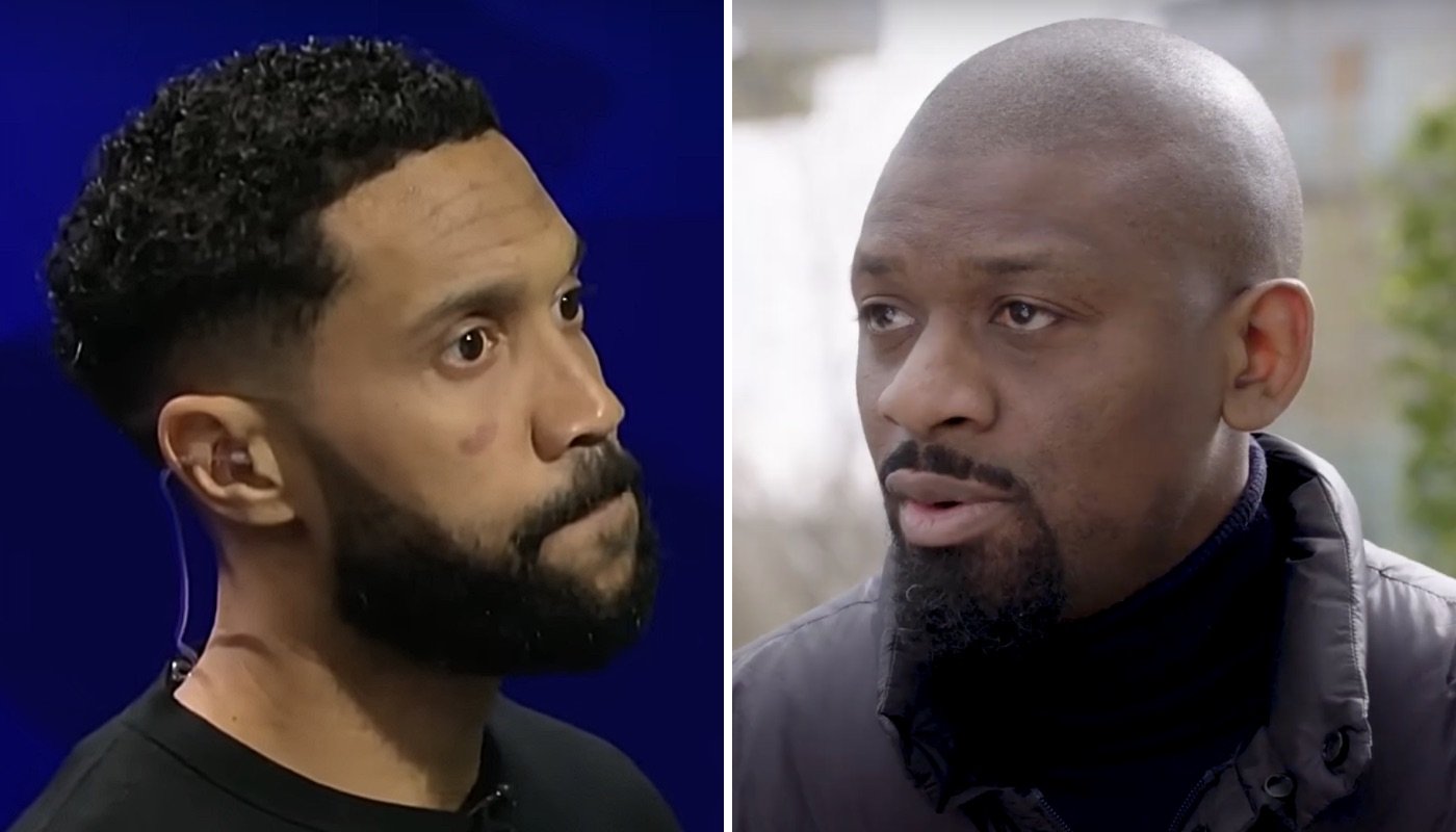 Les anciens footballeurs français Gaël Clichy (gauche) et Abou Diaby (droite)