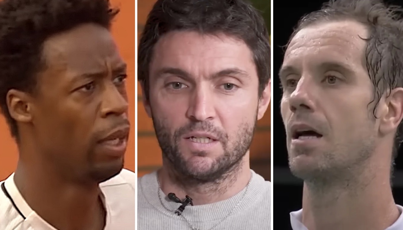 Les tennismen français Gaël Monfils (gauche), Gilles Simon (centre) et Richard Gasquet (droite)