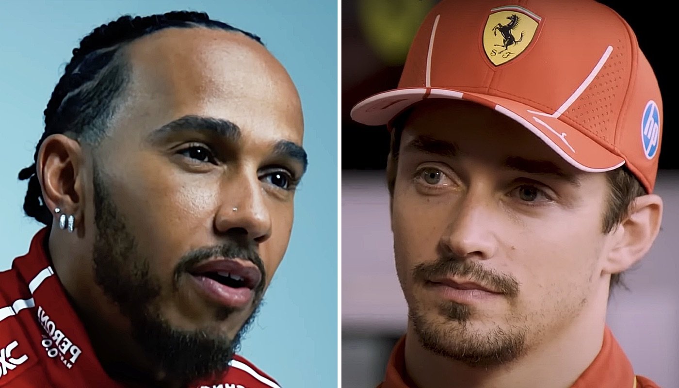 Les pilotes de Formule 1 Lewis Hamilton (gauche) et Charles Leclerc (droite)