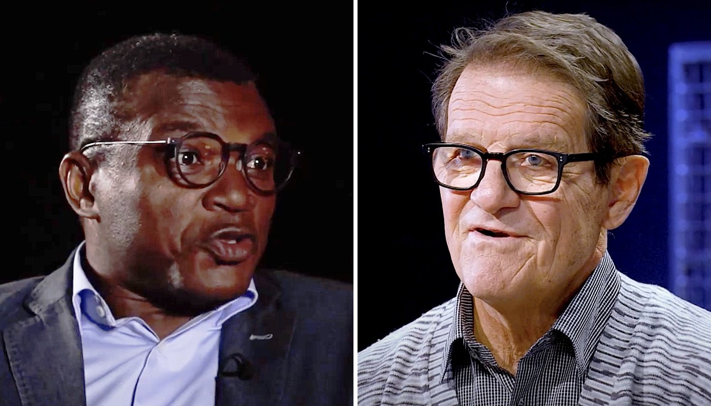 L'ancien milieu de terrain français Marcel Desailly (gauche) et le légendaire entraîneur italien Fabio Capello (droite)