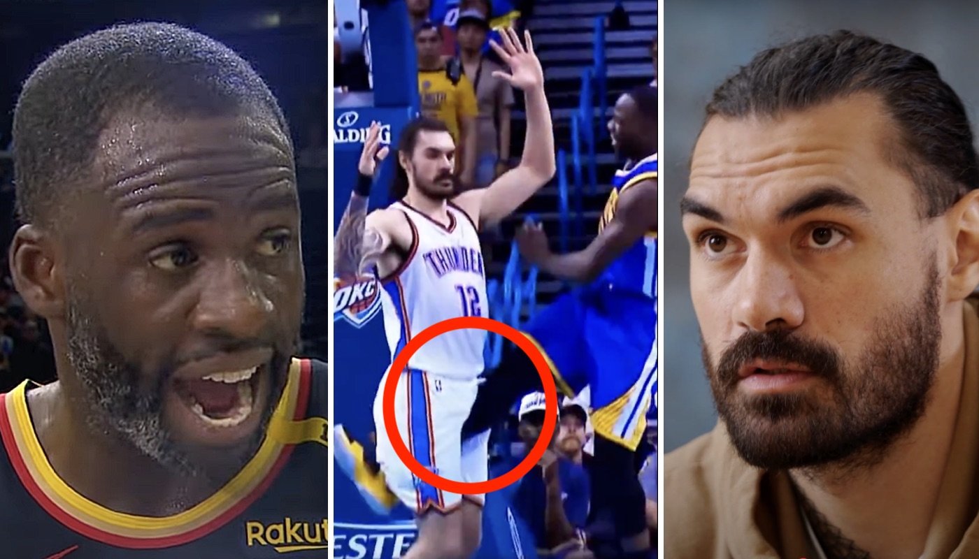 Les joueurs NBA Draymond Green (gauche) et Steven Adams (droite) possèdent un certain passif