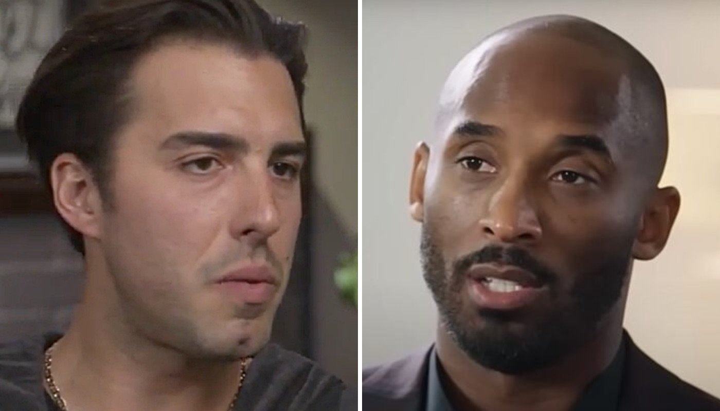 Les anciens joueurs NBA des Los Angeles Lakers, Sasha Vujacic (gauche) et Kobe Bryant (droite)