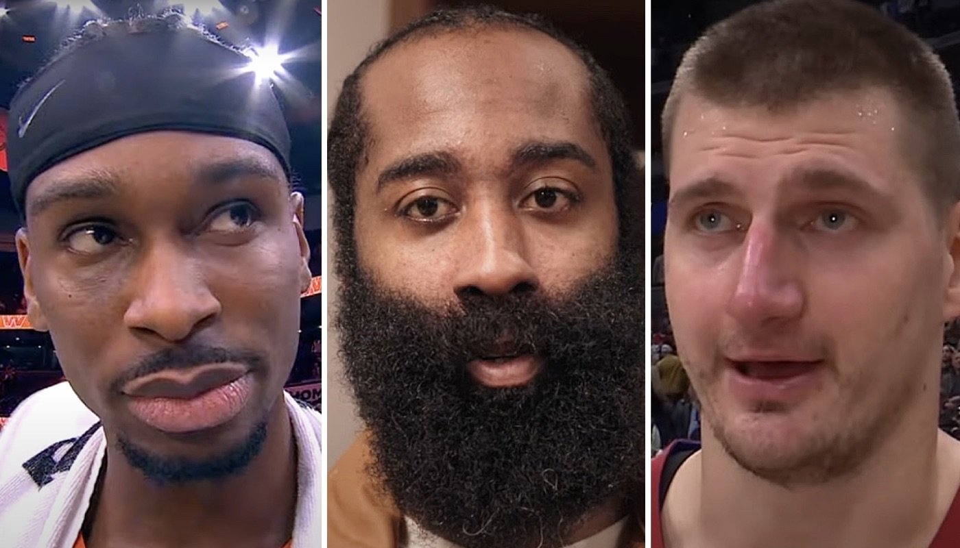 Les stars NBA Shai Gilgeous-Alexander (gauche), James Harden (centre) et Nikola Jokic (droite)