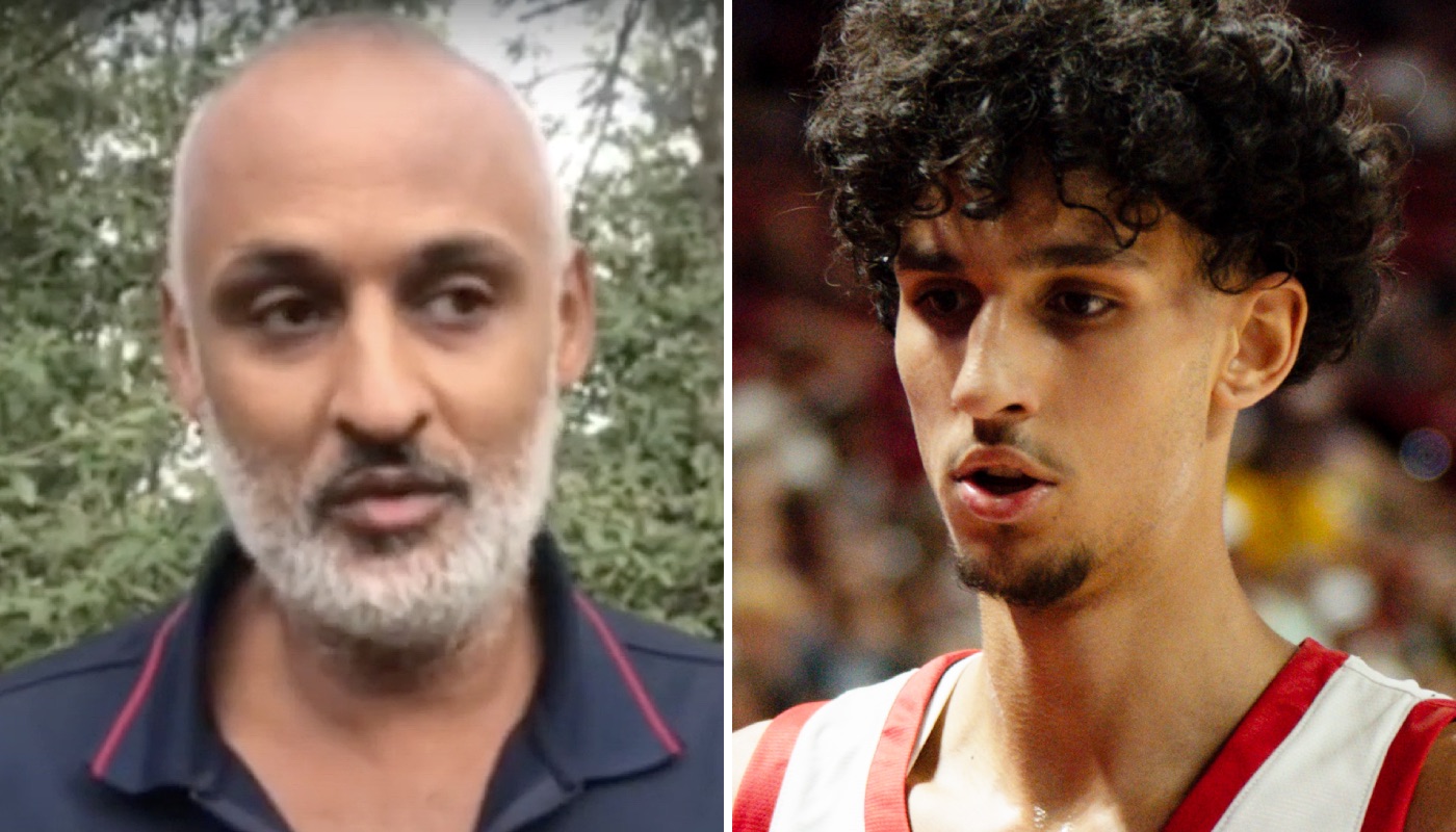 L'ancien international français Stéphane Risacher (gauche) et son fils, Zaccharie, qui évolue en NBA