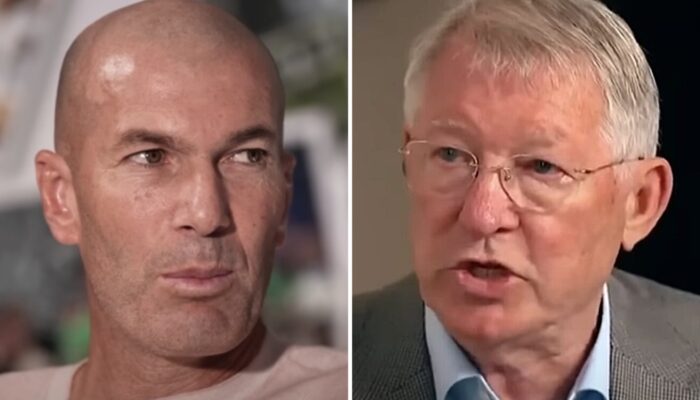 Les légendes du football Zinédine Zidane (gauche) et Sir Alex Ferguson (droite)