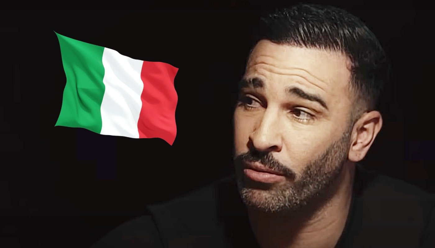 L'ancien footballeur français Adil Rami, ici accompagné du drapeau de l'Italie