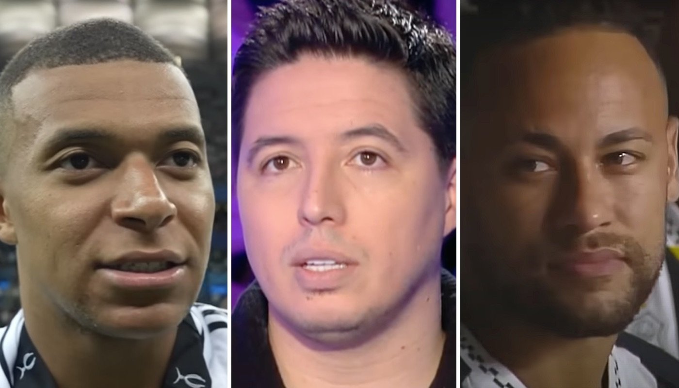 Les stars du football Kylian Mbappé (gauche), Samir Nasri (centre) et Neymer Jr. (droite)