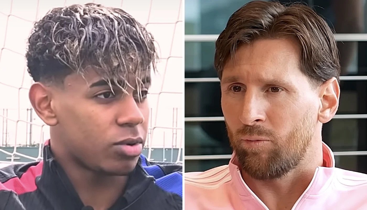 Les stars du football Lamine Yamal (gauche) et Lionel Messi (droite)