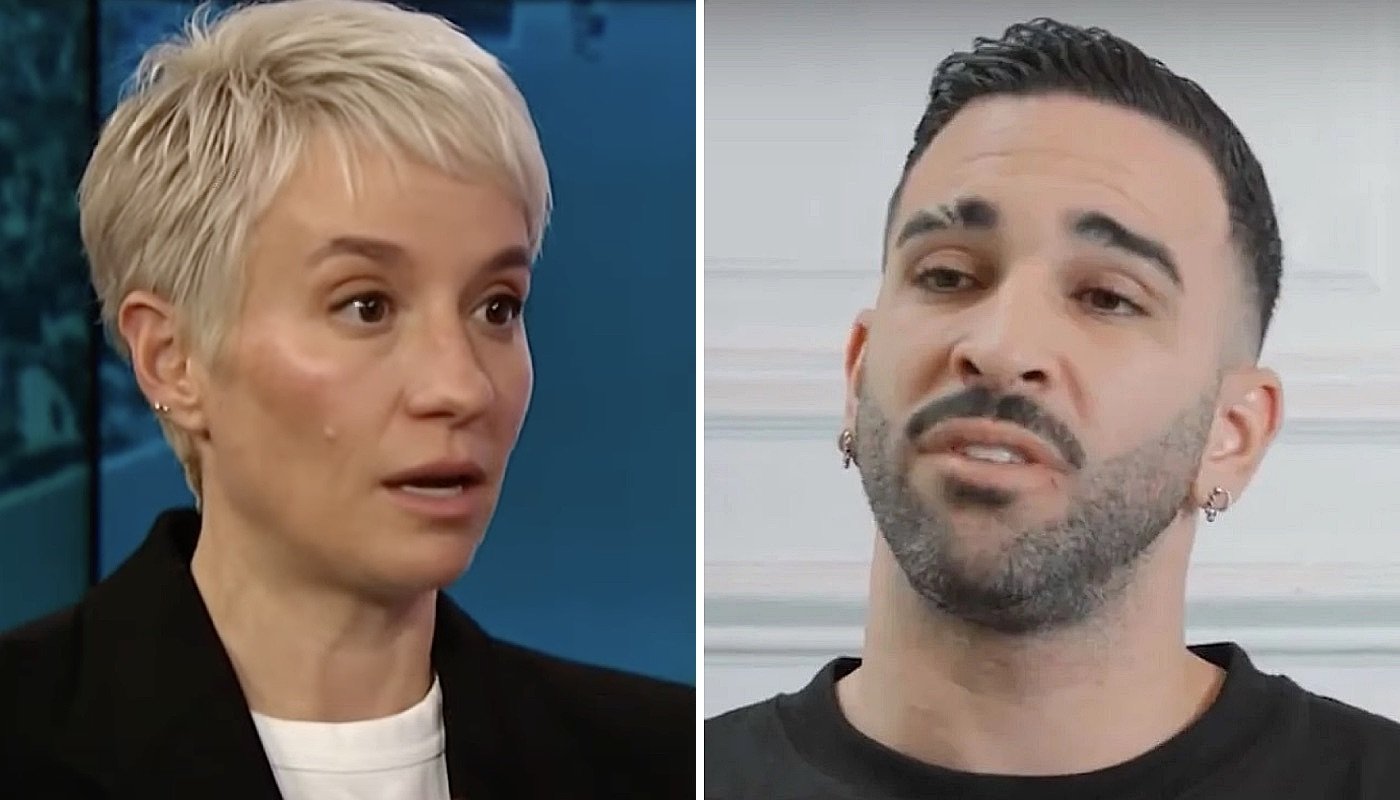 Les stars du football Megan Rapinoe (gauche) et Adil Rami (droite)