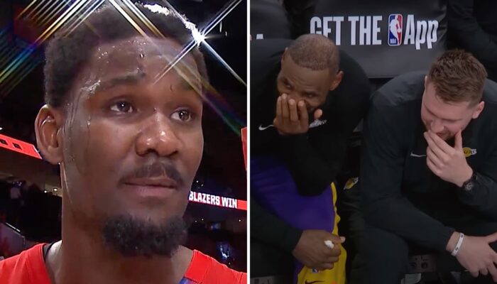 Les stars NBA Deandre Ayton (gauche), LeBron James et Luka Doncic (droite)