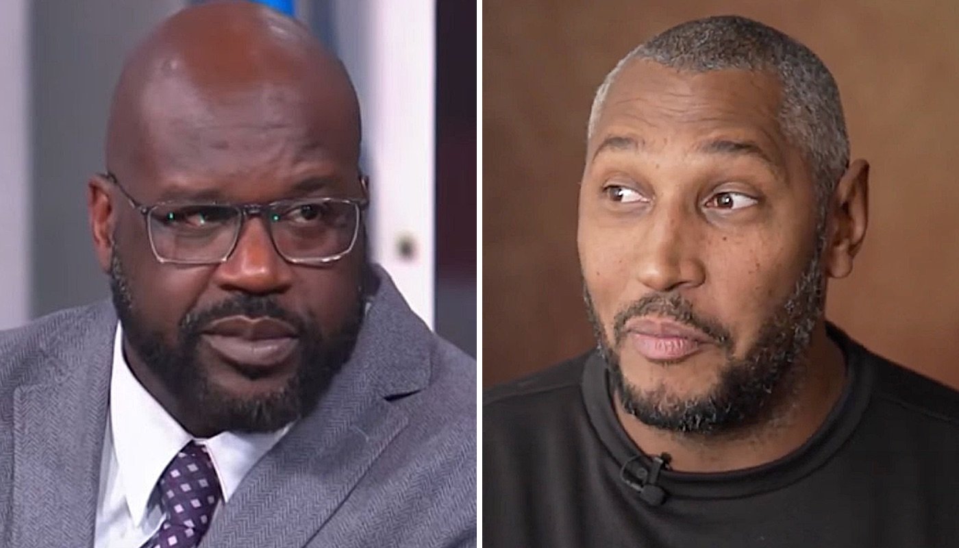 Les légendes NBA Shaquille O'Neal (gauche) et Boris Diaw (droite)