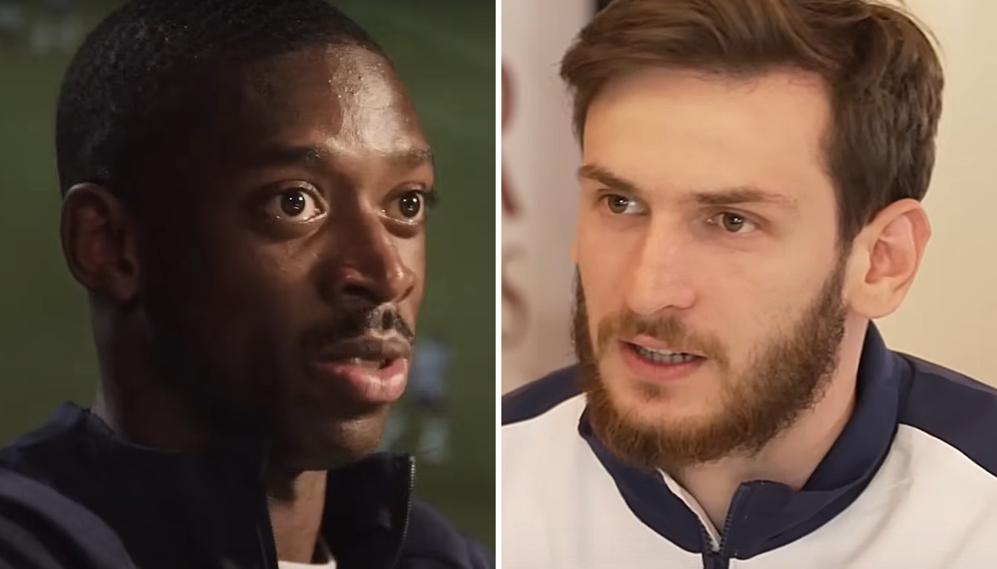 Les joueurs du Paris Saint-Germain Ousmane Dembélé (gauche) et Khvicha Kvaratskhelia (droite)