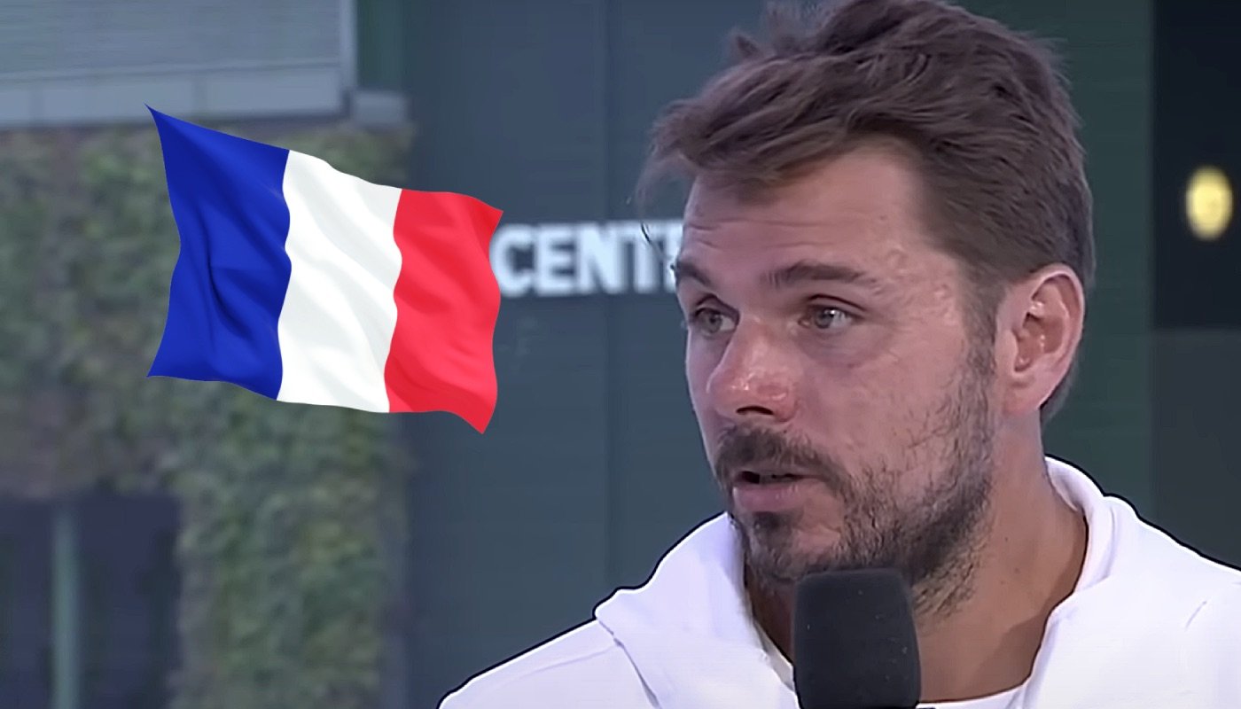 Le tennisman suisse Stan Wawrinka, ici accompagné du drapeau de la France
