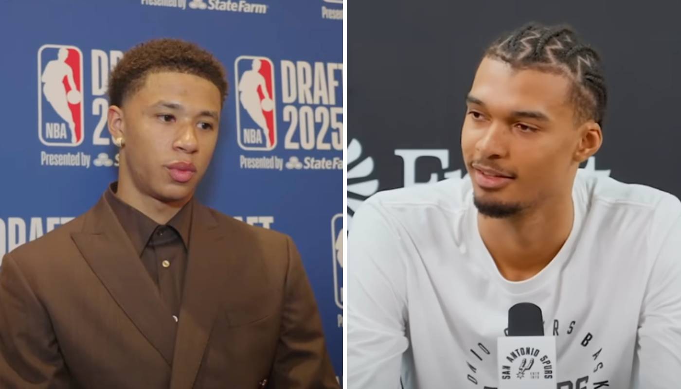 Carter Bryant, nouveau joueur des Spurs, et Victor Wembanyama