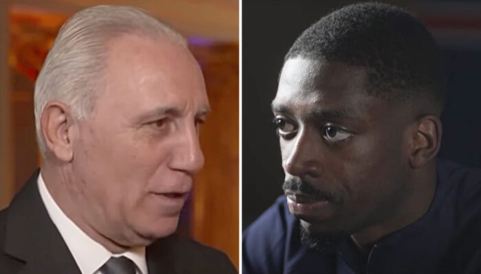 La légende bulgare Hristo Stoichkov (gauche) et l'attaquant français Ousmane Dembélé (droite)