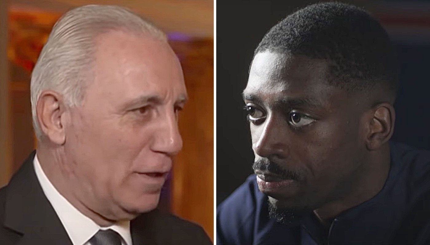 La légende bulgare Hristo Stoichkov (gauche) et l'attaquant français Ousmane Dembélé (droite)