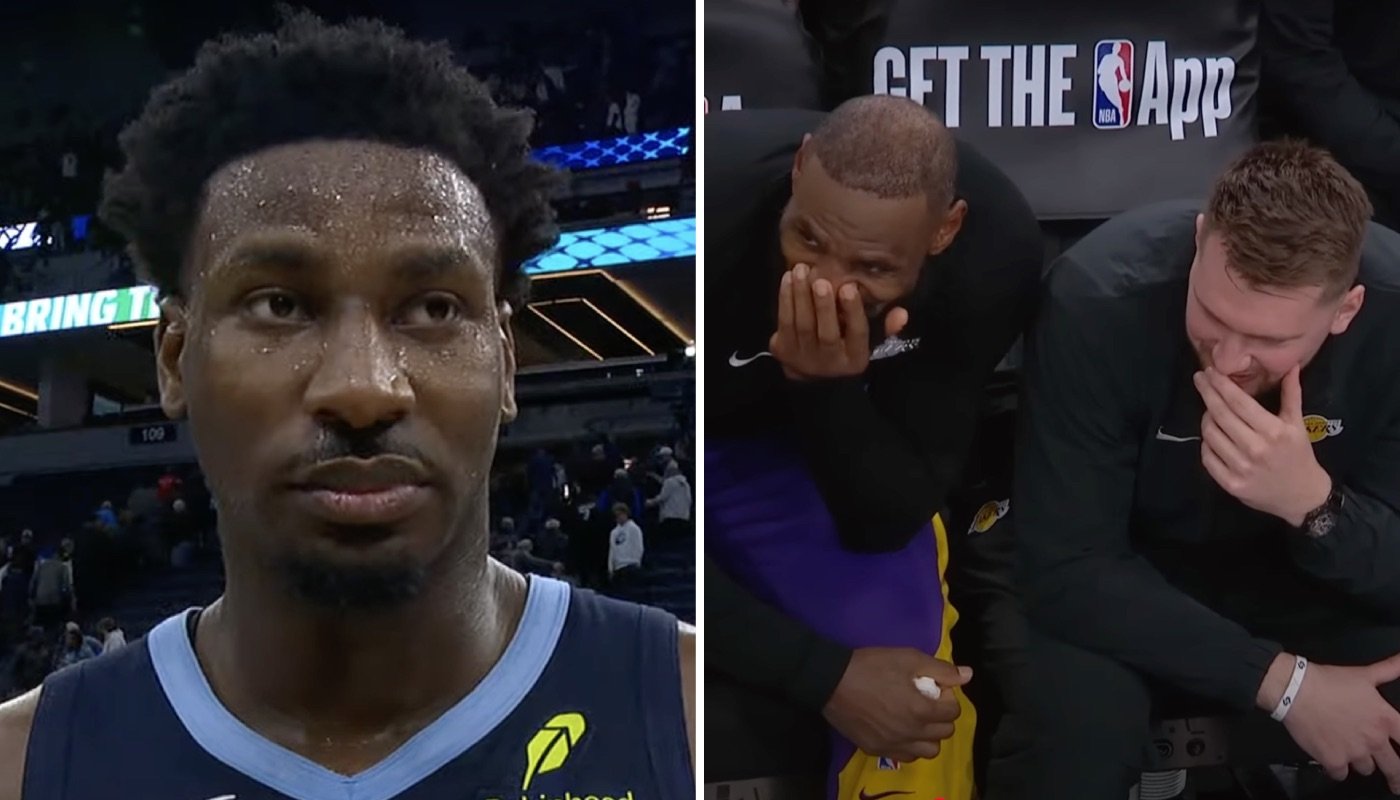 Les stars NBA Jaren Jackson Jr. (gauche), LeBron James et Luka Doncic (droite)