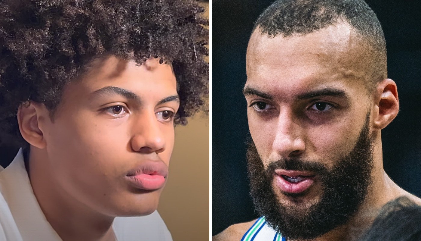 Les joueurs NBA français Joan Beringer (gauche) et Rudy Gobert (droite)