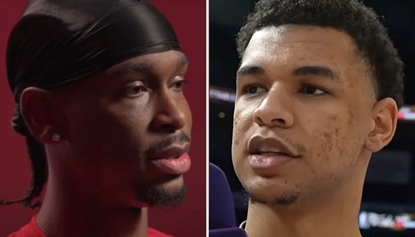 Les joueurs NBA du Oklahoma City Thunder, Shai Gilgeous-Alexander (gauche) et Ousmane Dieng (droite)
