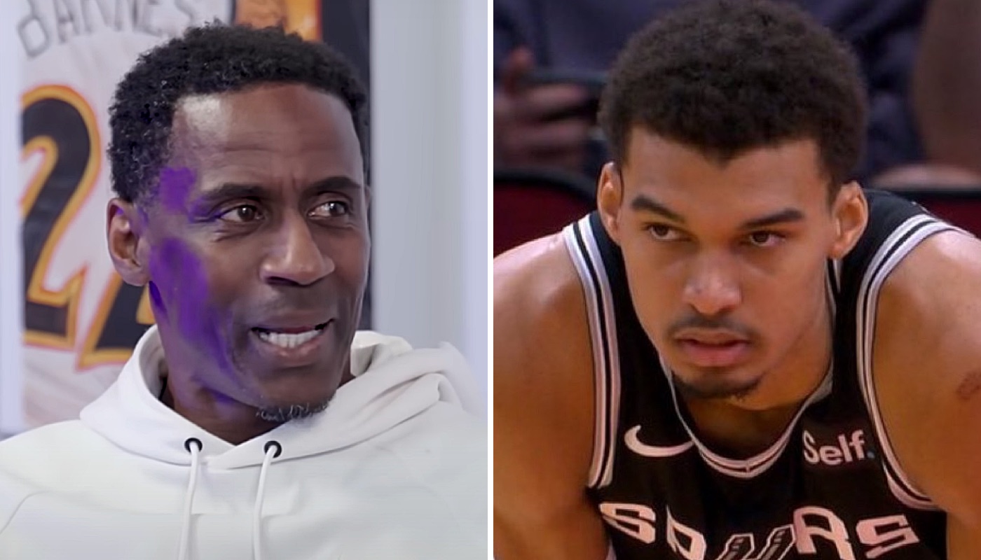 La légende NBA Vernon Maxwell (gauche) et le jeune intérieur français Victor Wembanyama (droite)