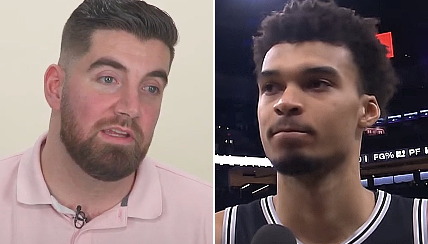 Les basketteurs français Vincent Pourchot (gauche) et Victor Wembanyama (droite)