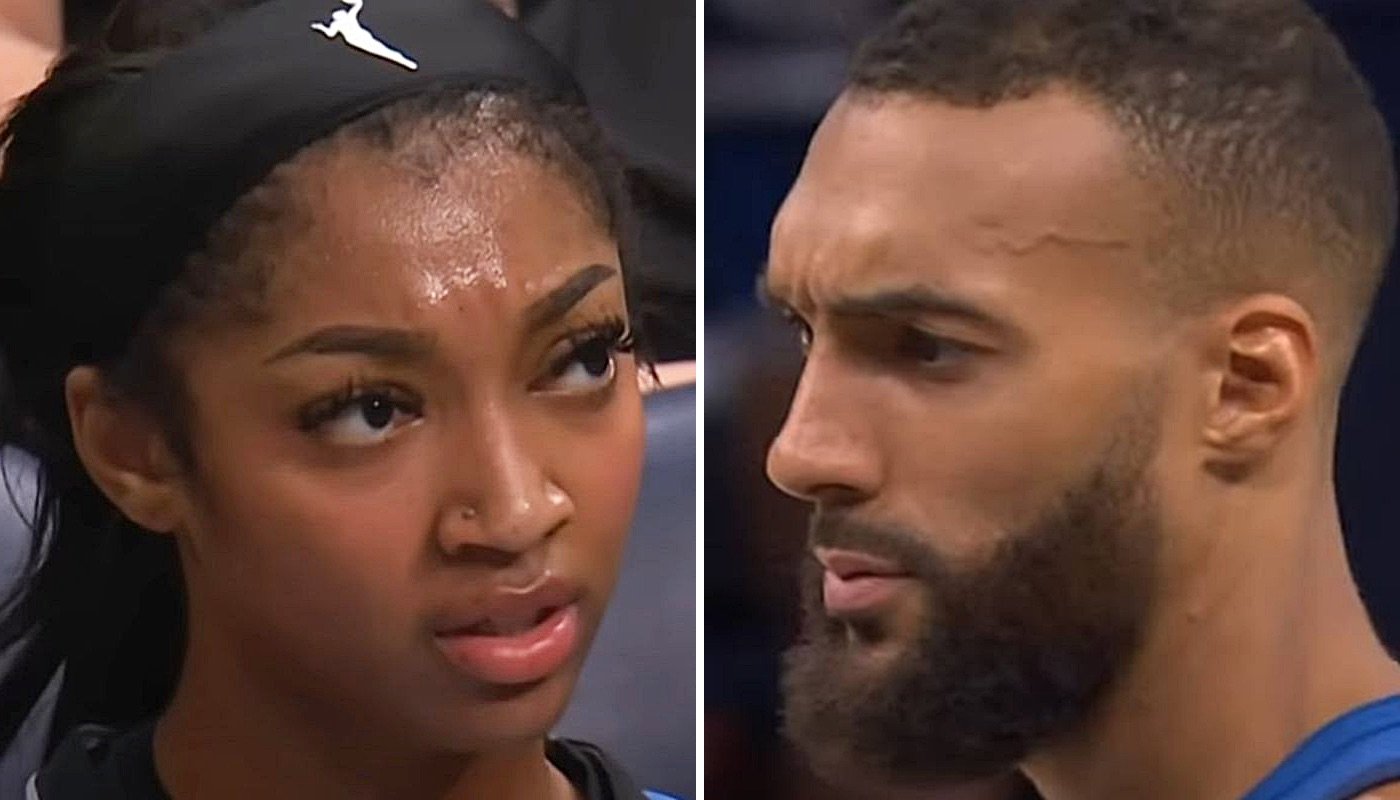 La star WNBA Angel Reese (gauche) et l'intérieur NBA français Rudy Gobert (droite)