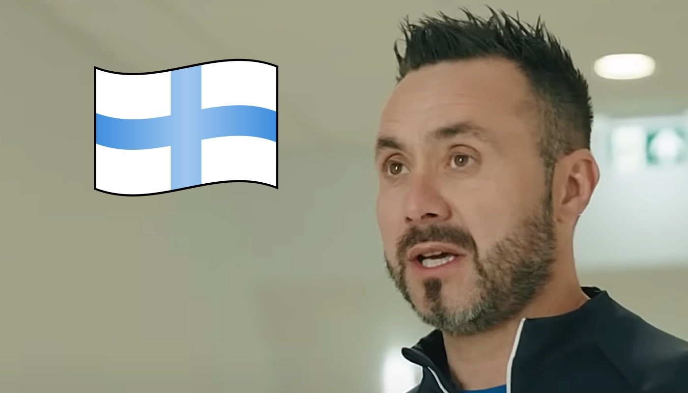 L'entraîneur italien Roberto De Zerbi, ici accompagné du drapeau de Marseille